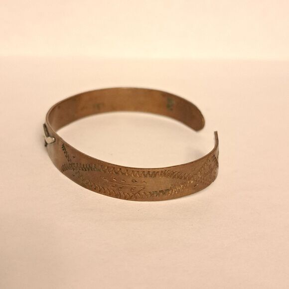 Vintage Navajo Solid Copper with Sterling Silver Cuff Bracelet Marked DP Rodeo - Picture 8 of 8